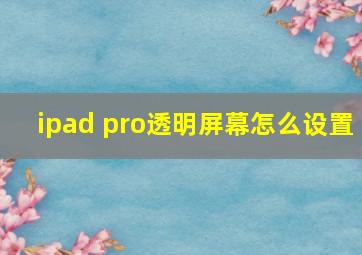 ipad pro透明屏幕怎么设置